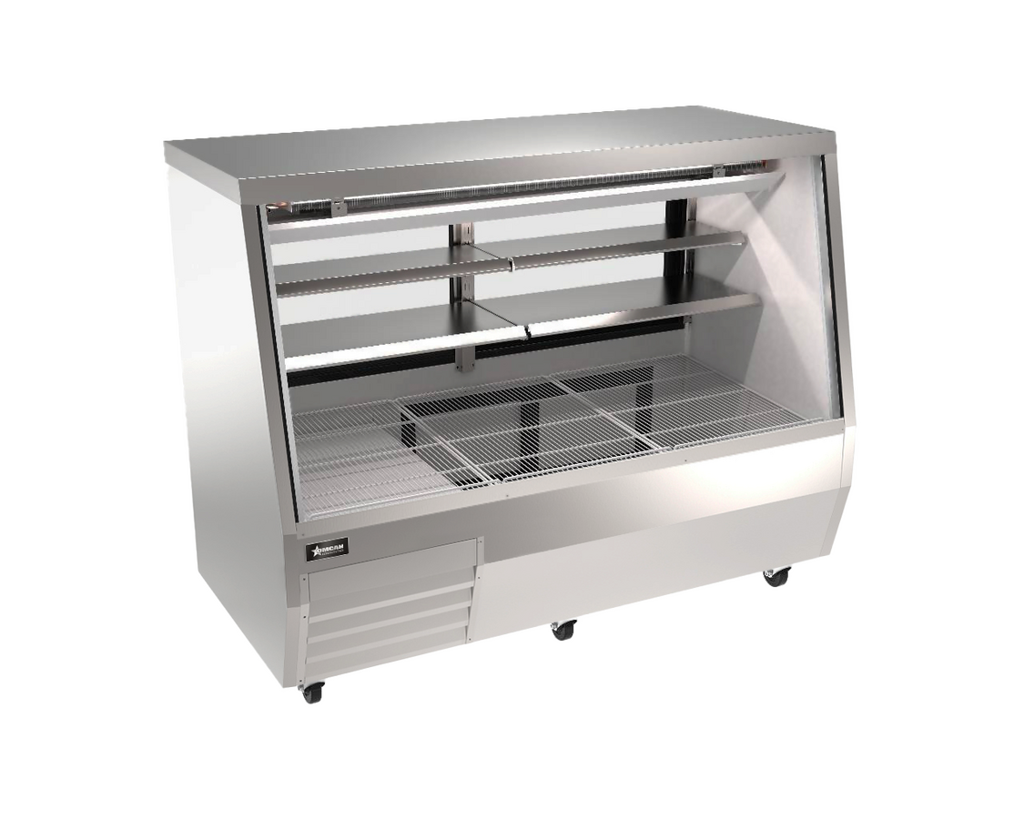 71” Square Glass Refrigerated Double-Duty Deli Case, 30.06 cu.ft. (851 L), Stainless Steel