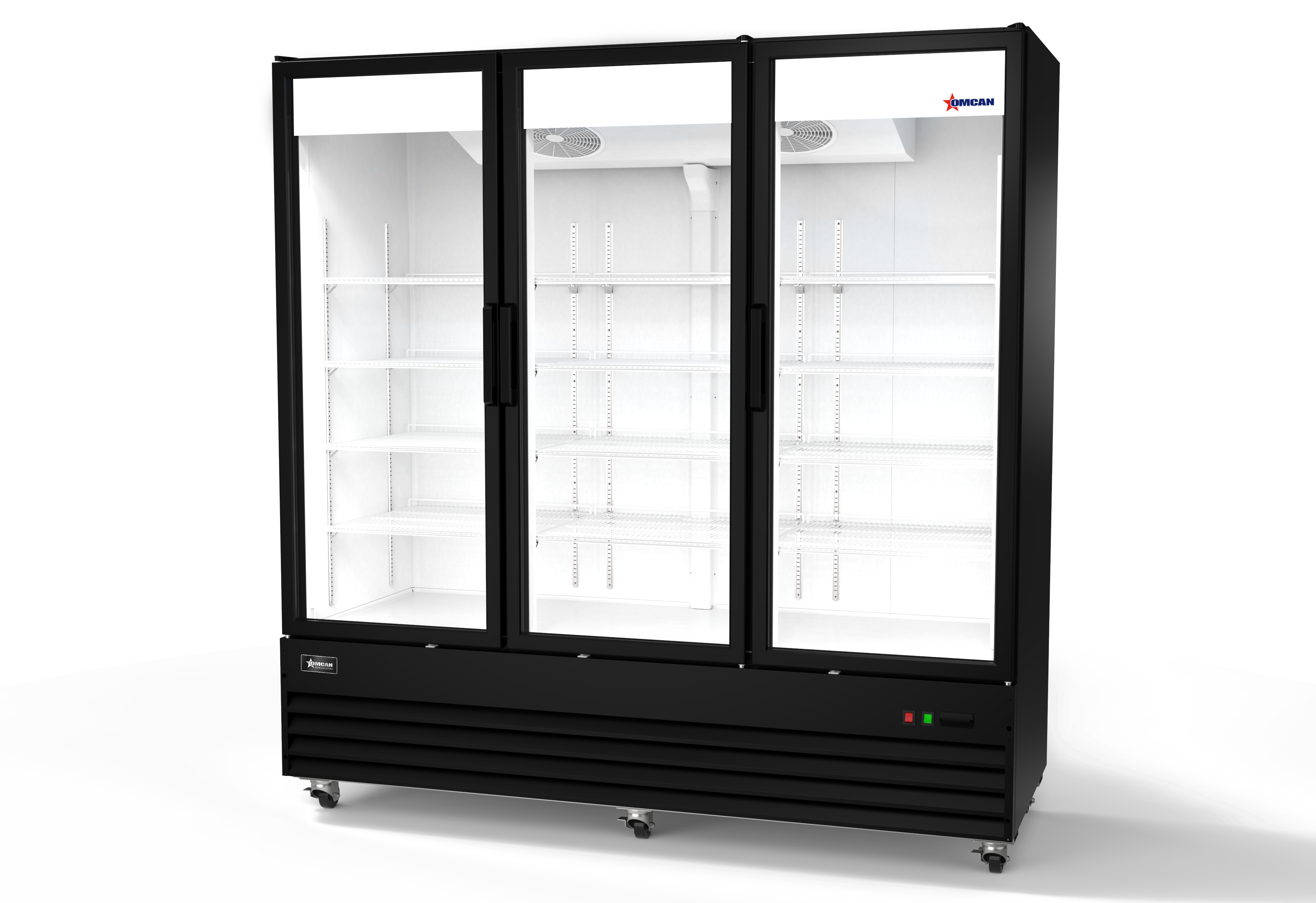 79" Three (3) Glass Door Display Refrigerator, 59.5 cu.ft. (1985 L), Black