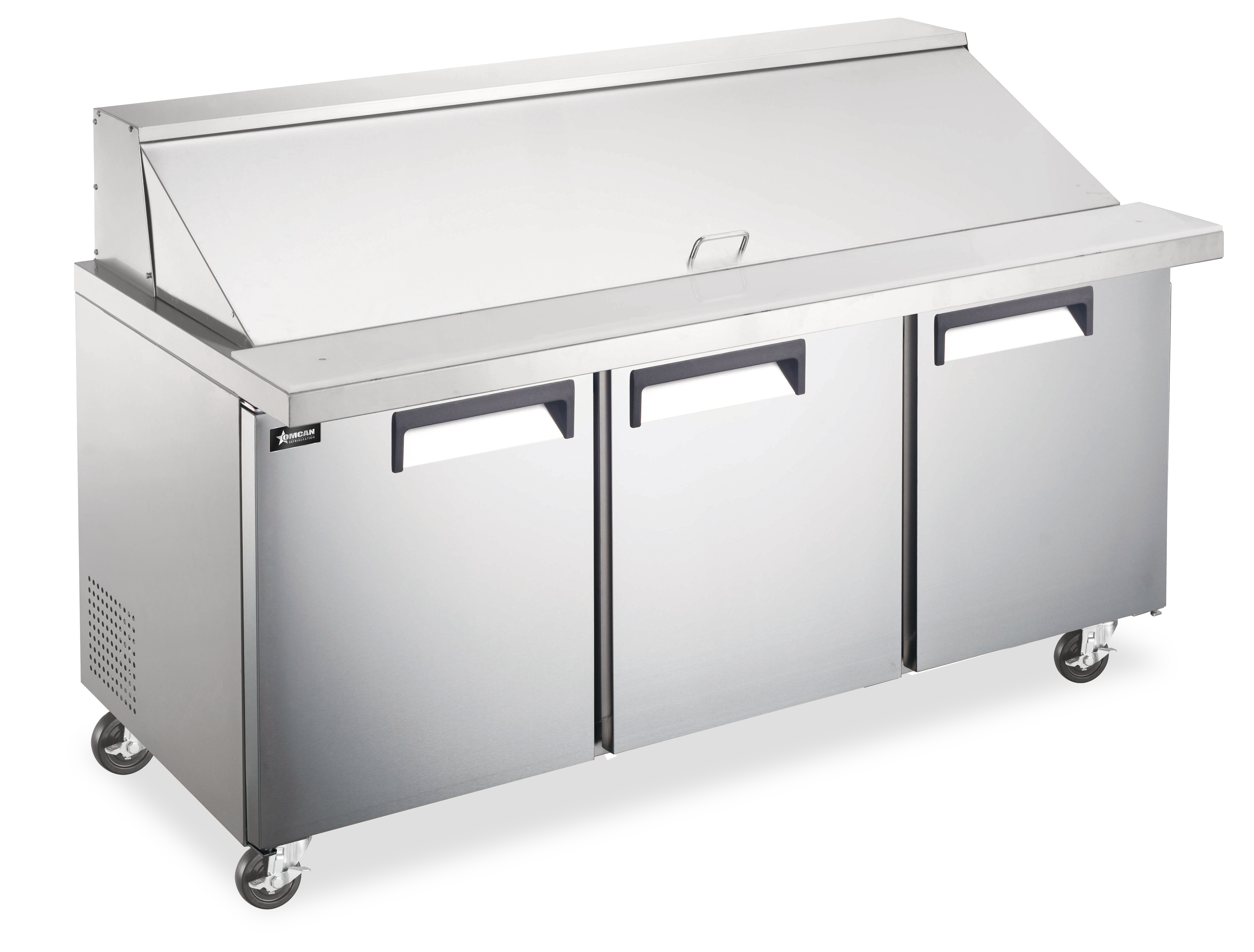 71″ Three (3) Door Mega Top Refrigerated Prep Table, 19.5 cu.ft. (552 L), Stainless Steel
