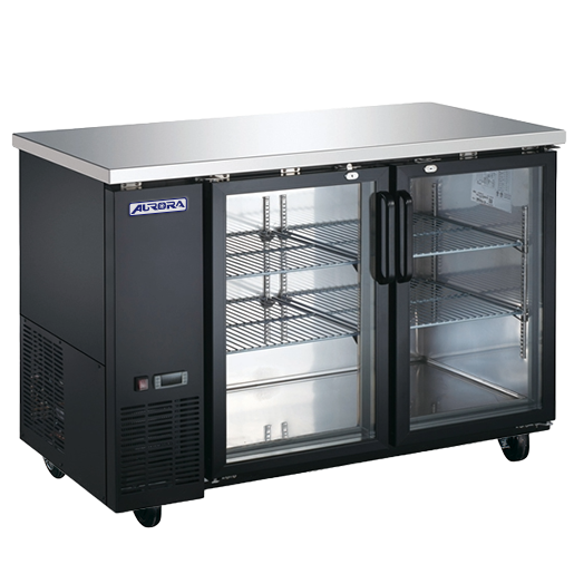 Aurora 61″ Two (2) Glass Door Back Bar Cooler with Lock, 15.8 cu.ft. (446 L), Black