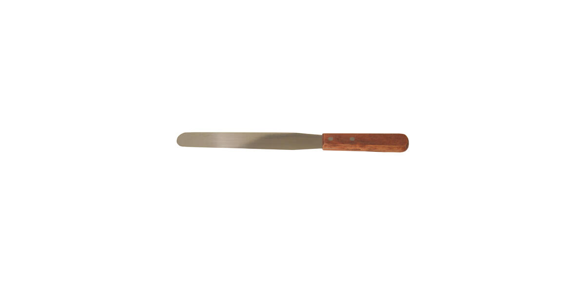 Omcan Stainless Steel Straight Baking / Icing Spatula with blade and Plastic Handle — Size: 7 15/16" x 1 1/4" / Color: Wood / Blade Size: 1 1/4"