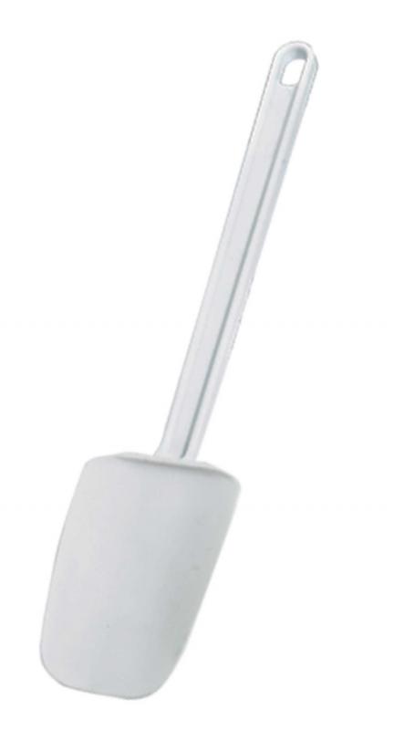 Omcan White Rubber Spoonula with Plastic Handle — Size: 10"