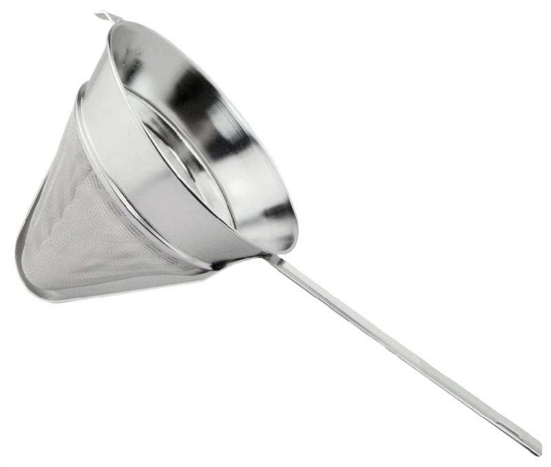 8.5" Stainless Steel 40 Mesh Reinforced Bouillon Strainer with Flat Handle