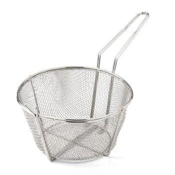 Omcan Round Wire Fry Basket 4 Mesh with Handle — Size: 8 1/2" x 4 1/4"