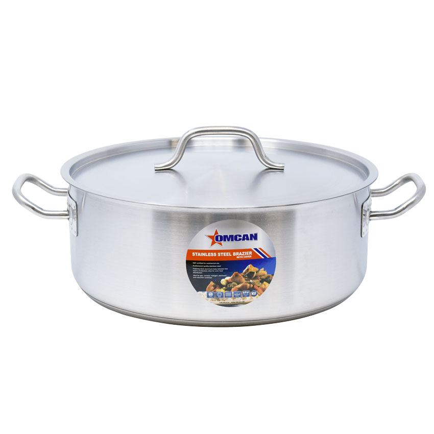 Omcan Stainless Steel Brazier with Lid — Capacity: 15 qt