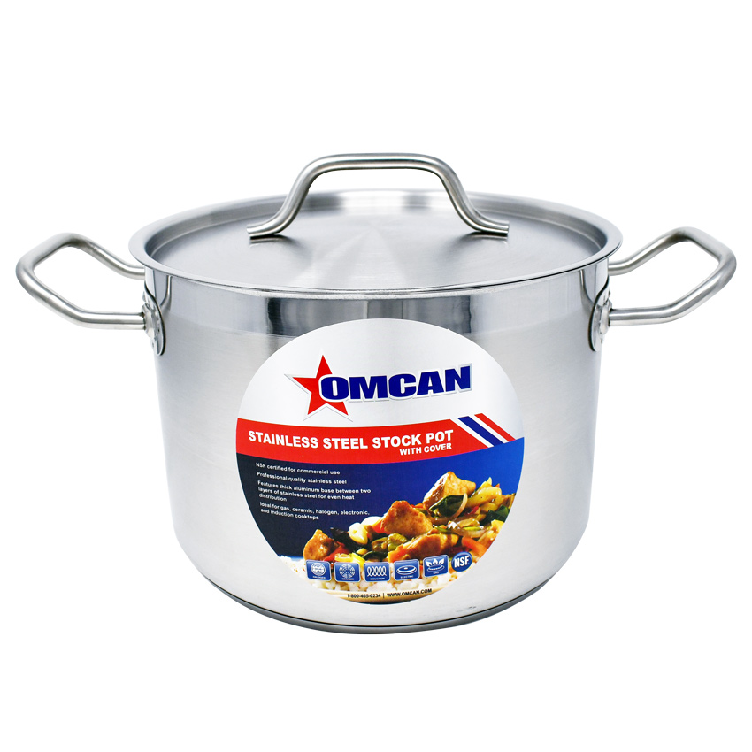 Omcan Stainless Steel Stock Pot with Lid — Capacity: 8 qt