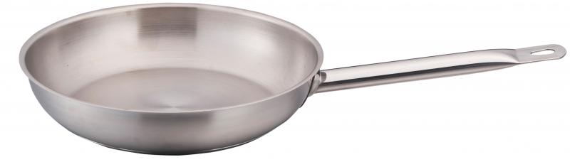 Omcan Stainless Steel Fry Pan with Help Handle — Size: 8"