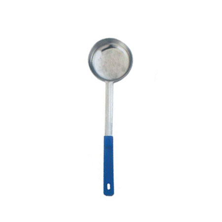 Omcan . One-Piece Stainless Steel Solid Portion Control Spoon with Handle — Capacity: 8 oz / Color: Blue