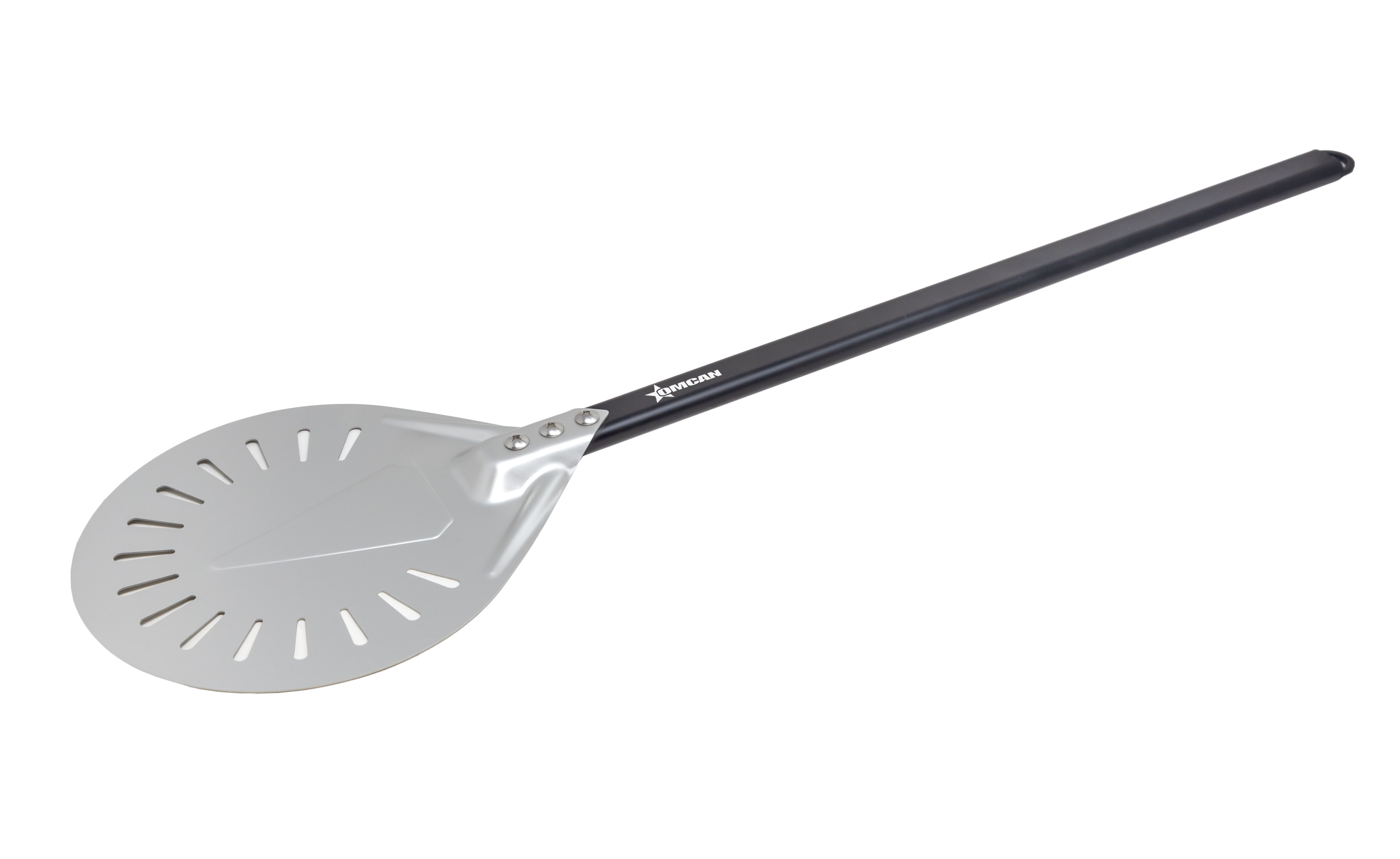 43-5/16” Perforated Aluminum Pizza Peel with 9” Round Blade