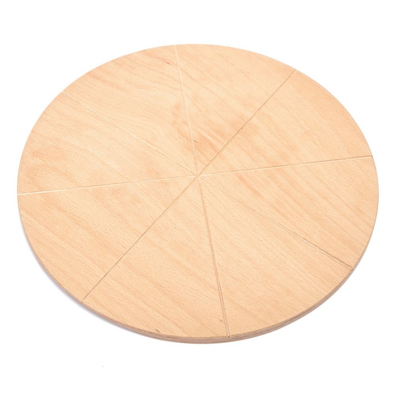 Omcan Linea Dori Beech Wood Round Pizza Cutting Board, 8 Carved Slices, Thick — Size: 16" x 16"