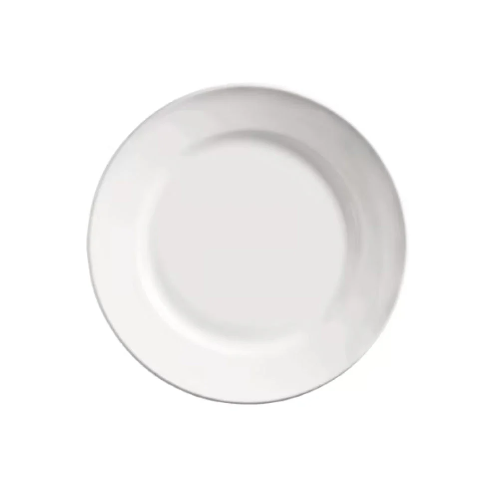 Libbey Porcelana 11" Round White Wide Rim Porcelain Plate - 12/Case - 840-440R-11