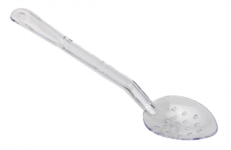 Omcan Clear Polycarbonate Perforated Serving Spoon — Size: 13"