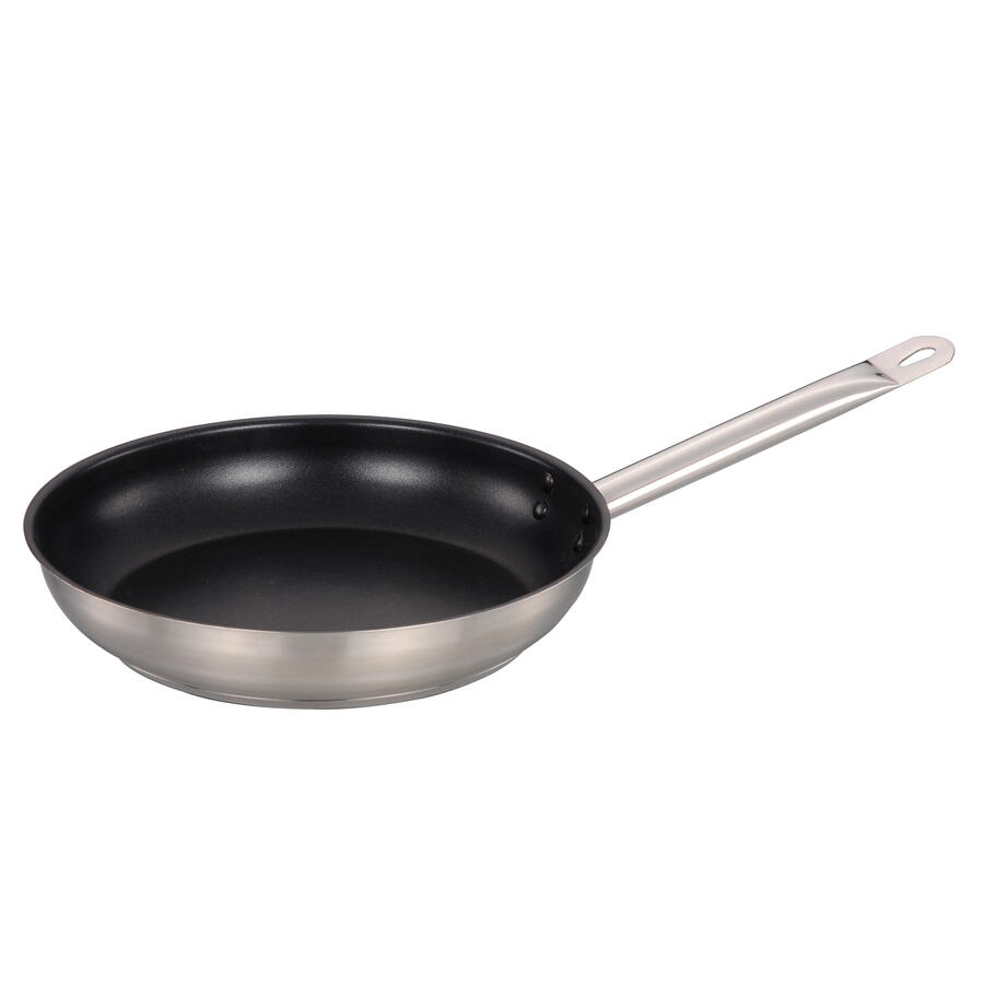 Omcan Non-stick Stainless Steel Fry Pan with Help Handle — Size: 8"