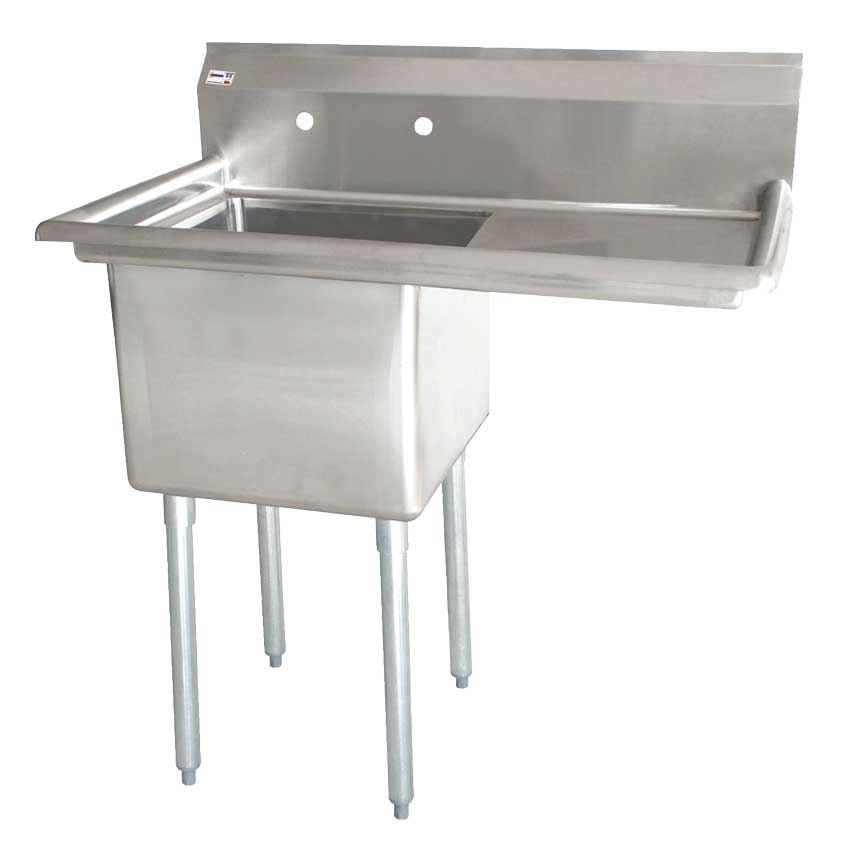 Omcan 18-gauge stainless steel One Tub Sink with Center Drain and Right Drainboard