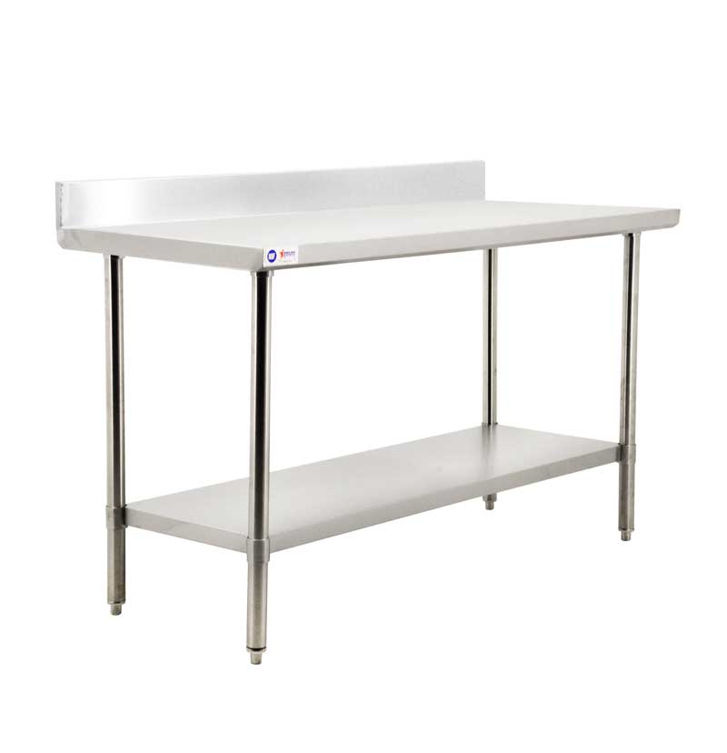 Omcan All Stainless Steel Work Table with Backsplash