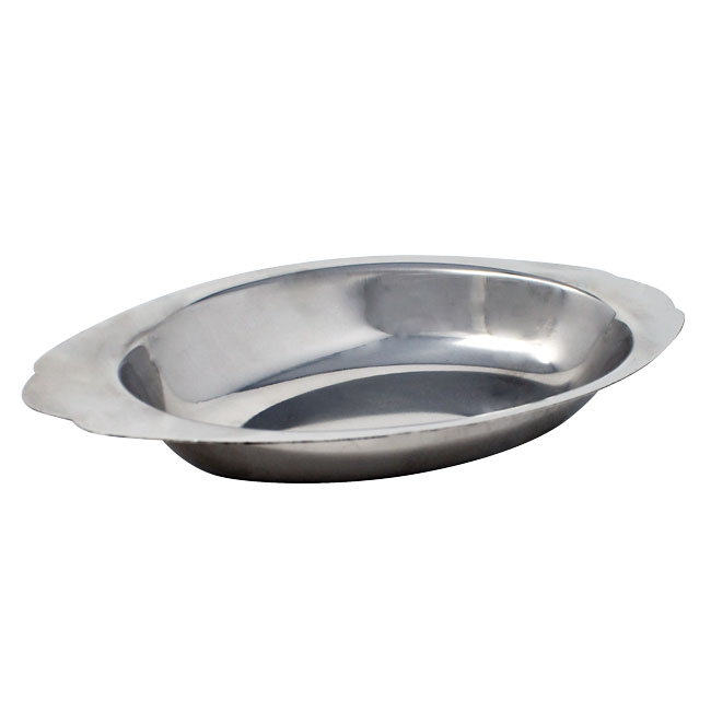 Omcan 10" Stainless Steel Au Gratin Oval Dish