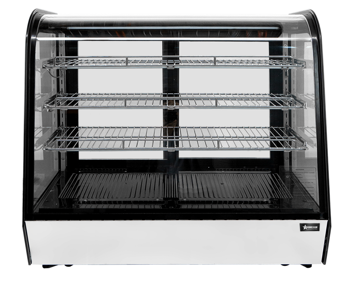 Omcan Three (3) Shelf Countertop Curve Glass Refrigerated Display, . ( )