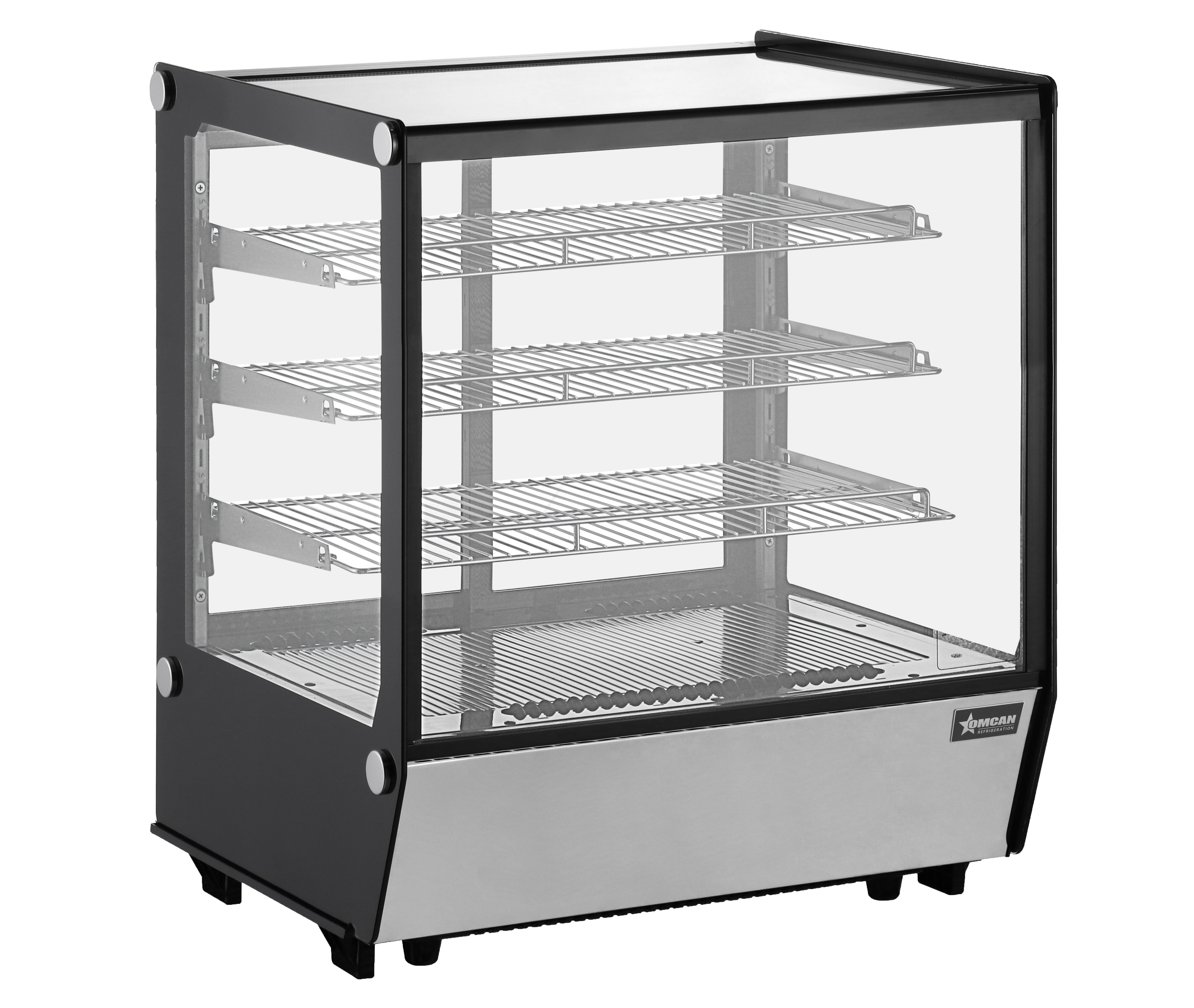 Omcan Three (3) Shelf Countertop Square Glass Refrigerated Display, . ( )