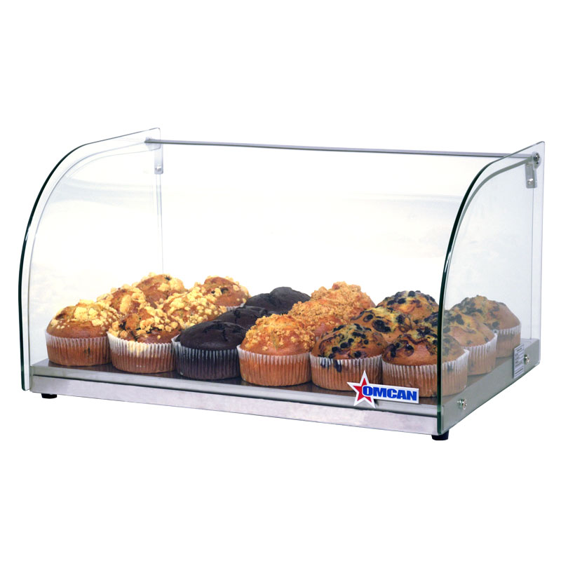 Omcan 22" Countertop Food Display Case with Curved Front Glass and capacity