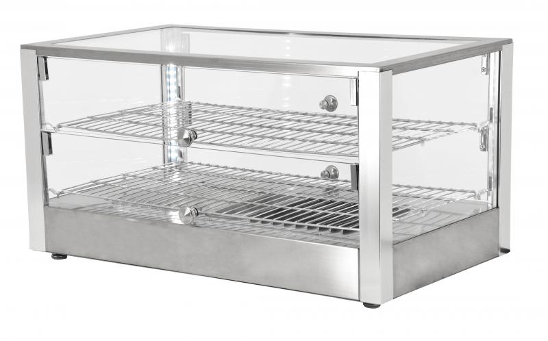 Omcan Countertop Display Warmer, 2 Shelves, Square Glass Front, Self/Full-Service, . ( ) Capacity