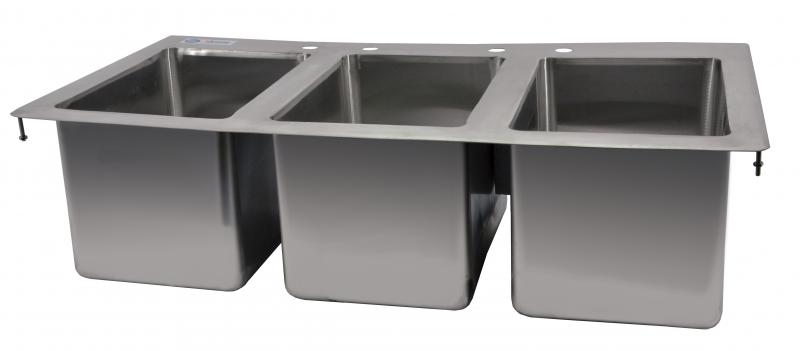 Omcan Stainless Steel Triple Drop in Sink with Flat Top