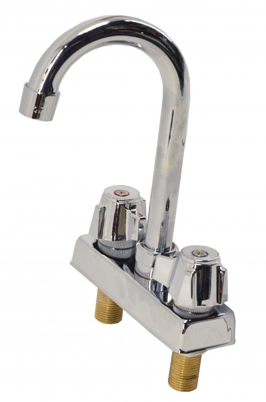 Omcan Deck Mounted Sink Faucet with Goose Neck Spout Faucet for Drop in Sinks