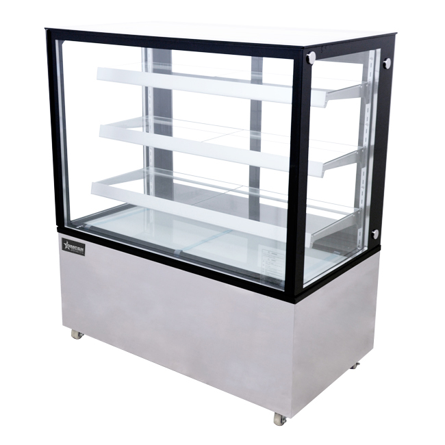 Omcan Three (3) Shelf Square Glass Floor Refrigerated Display Case, . ( ), Stainless steel