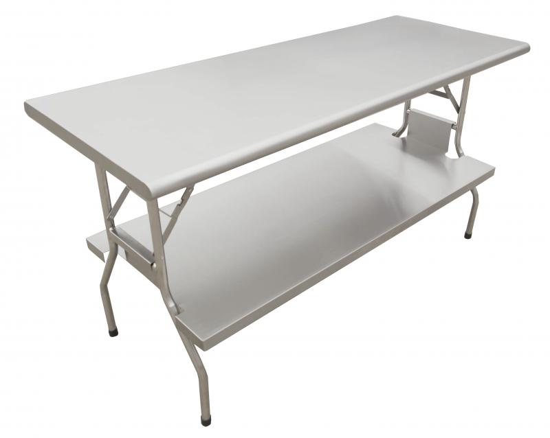 Omcan Stainless Steel Folding Table with Undershelf