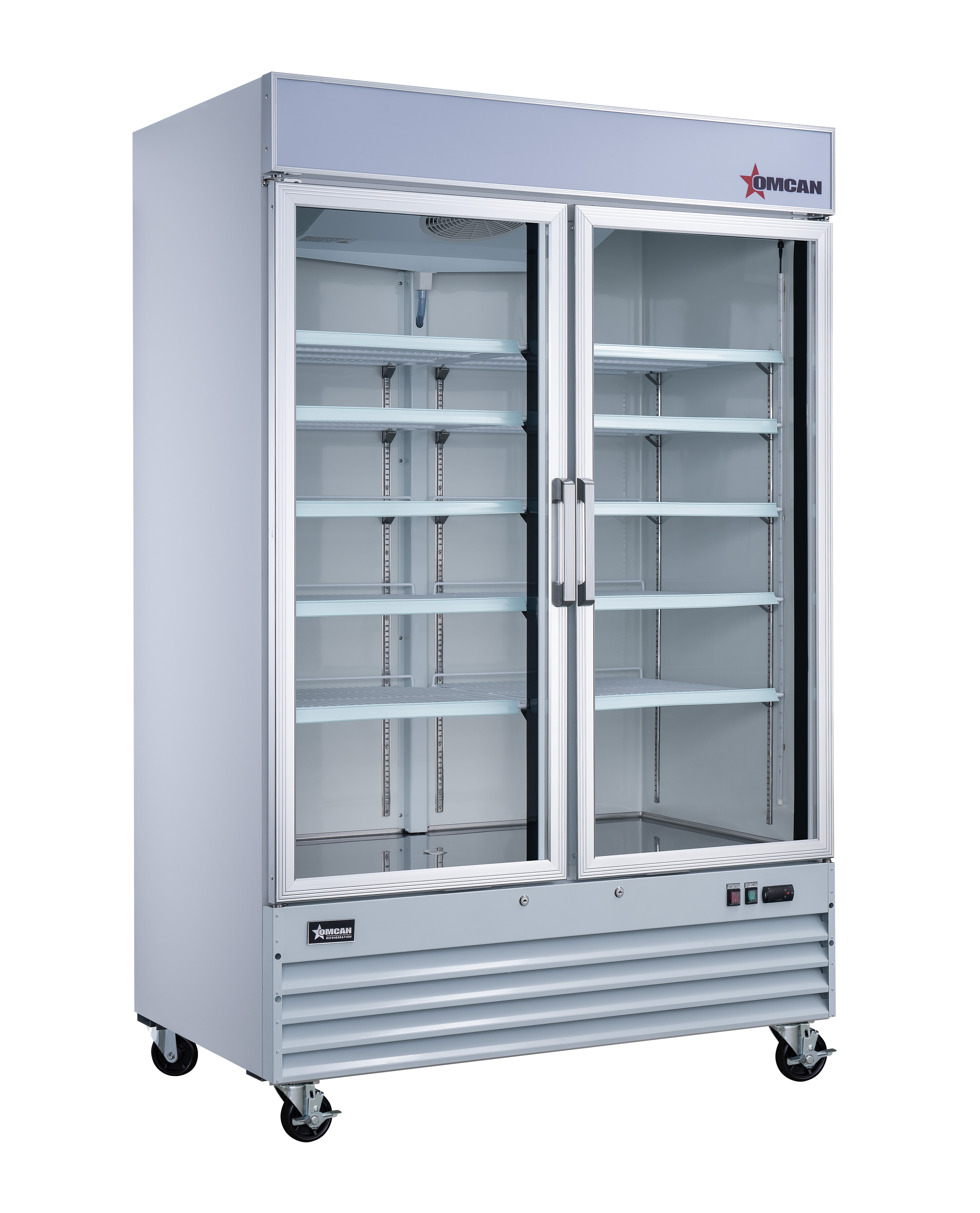 Omcan 53” Two (2) Glass Door Display Refrigerator, 45 cu.ft. (1270 L)