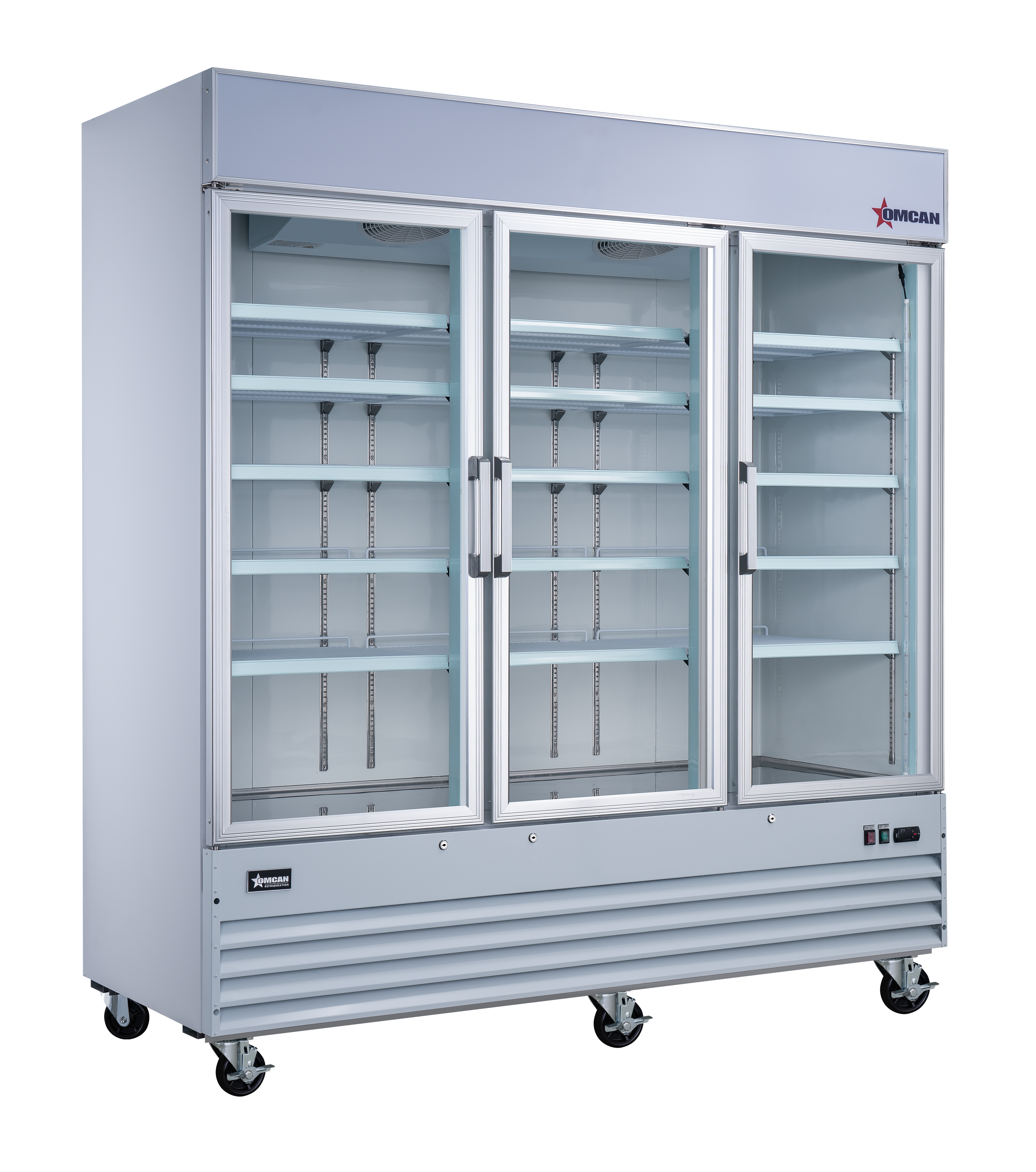Omcan 78" Three (3) Glass Door Refrigerator, 53 cu.ft. (1500 L)