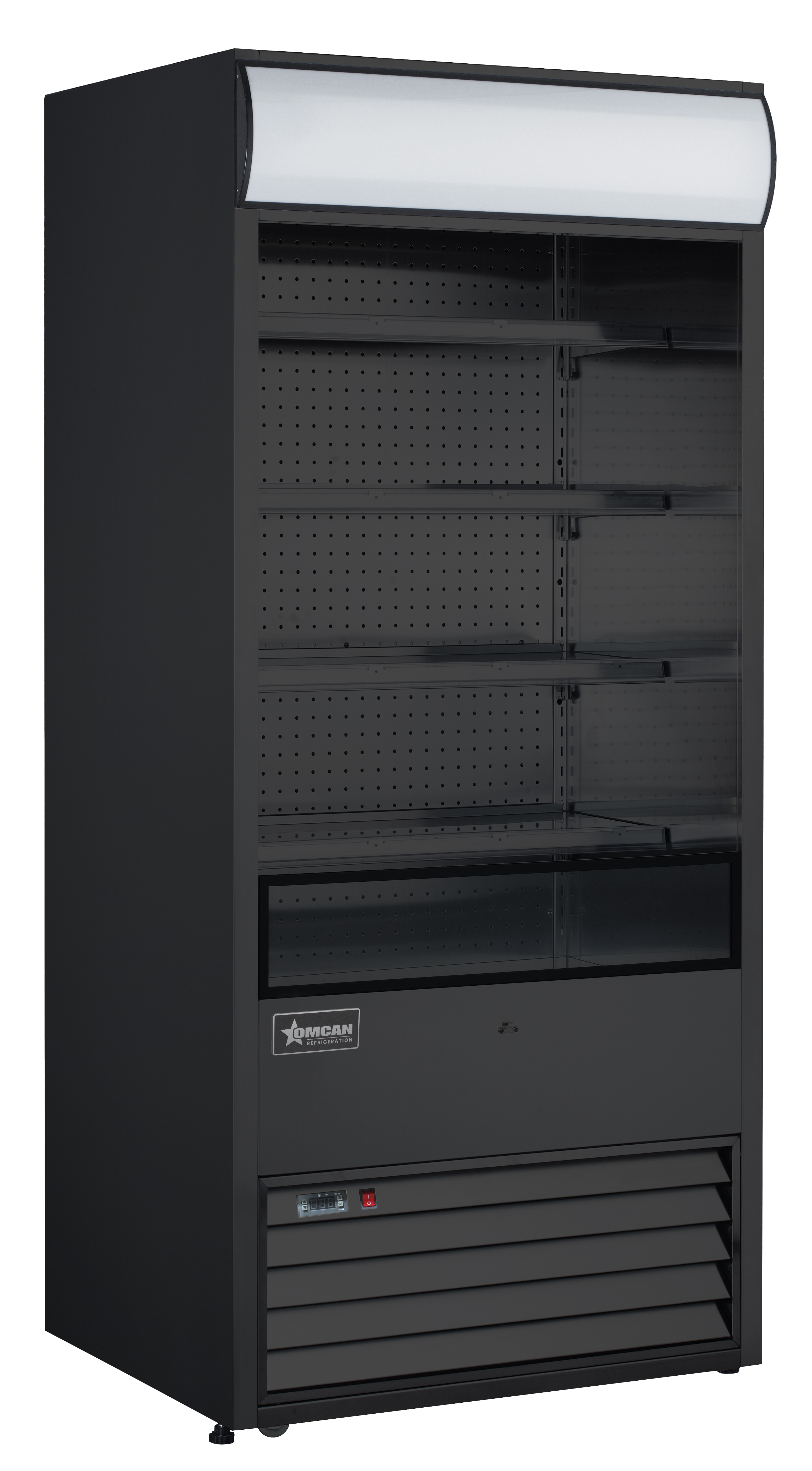 Omcan Four (4) Shelf Grab-and-Go Open Refrigerated Floor Self-Serve Display Case, . ( ), Black