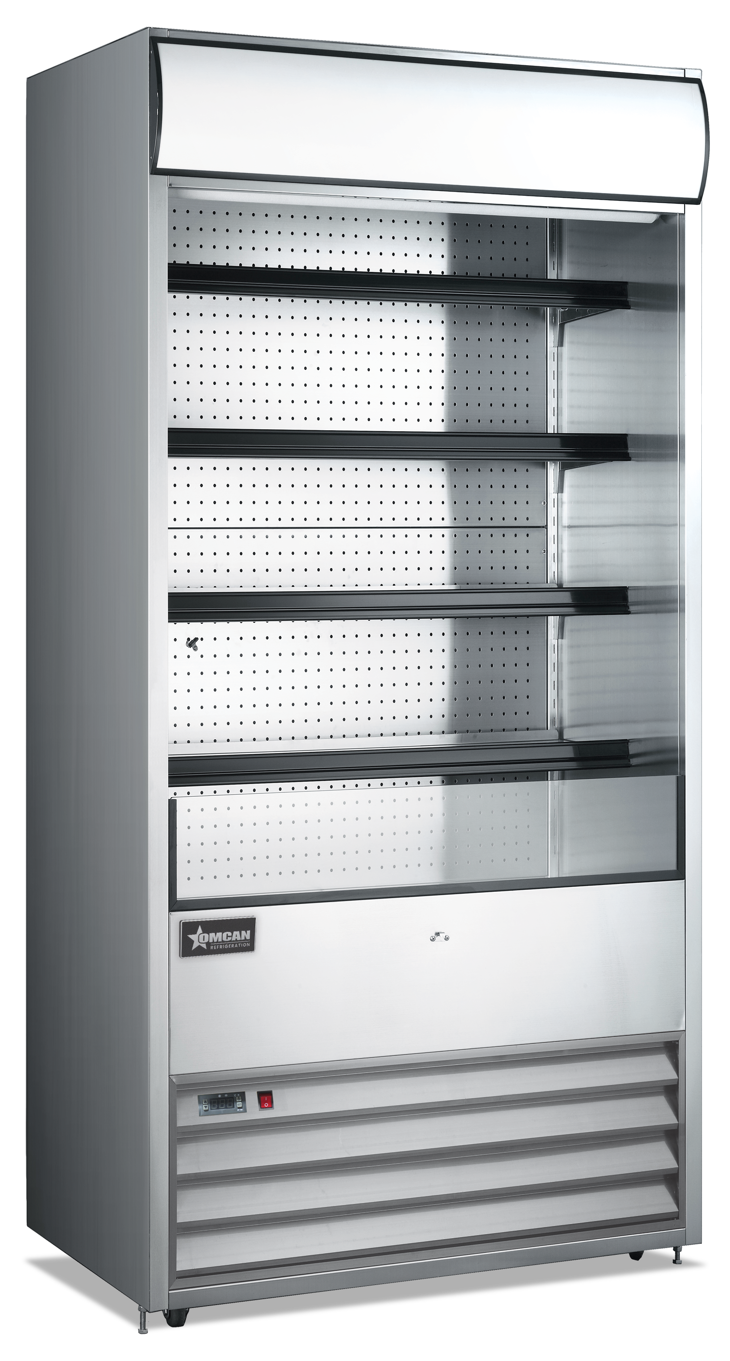 Omcan Four (4) Shelf Grab-and-Go Open Refrigerated Floor Self-Serve Display Case, . ( ), Stainless Steel