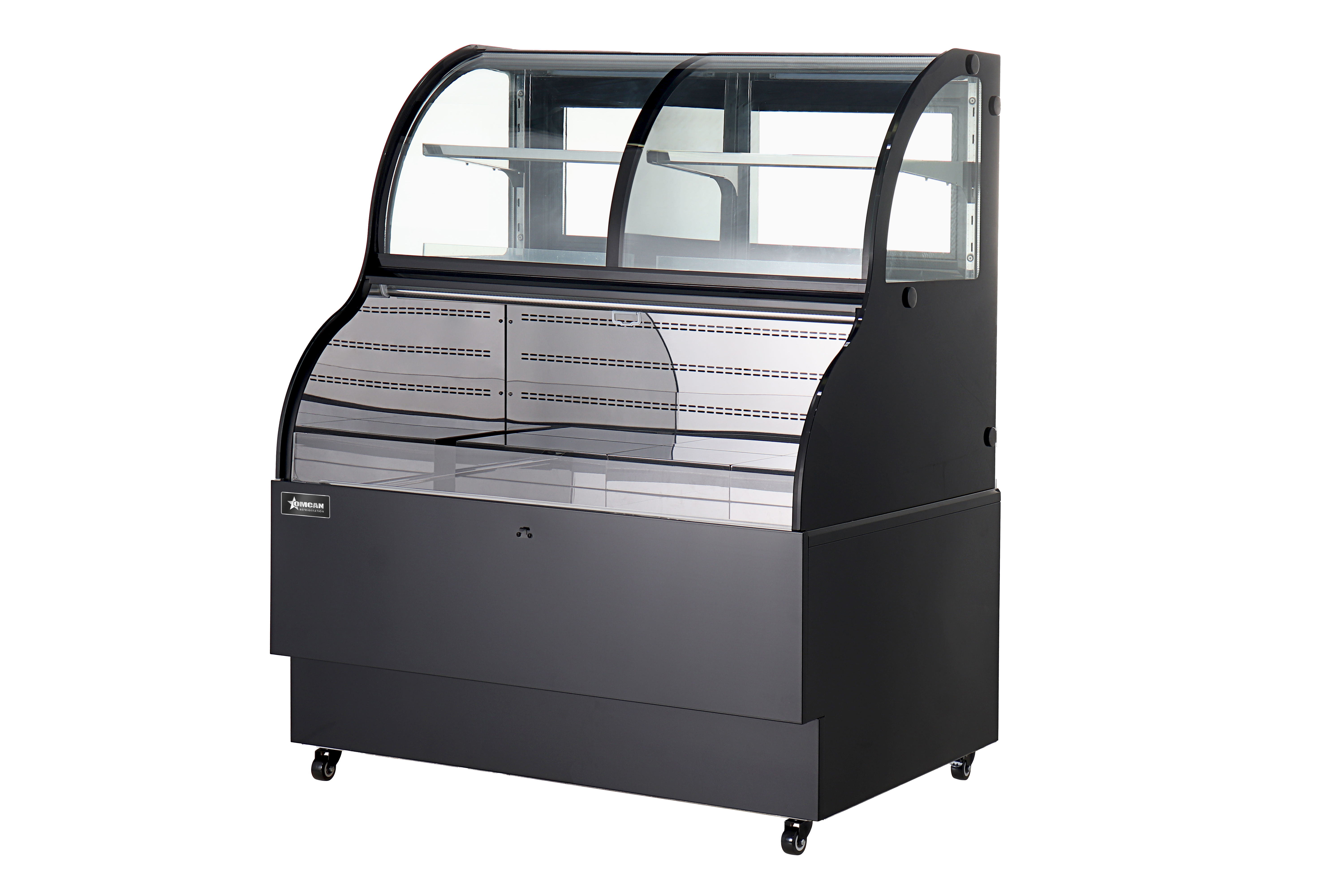 Omcan One (1) Shelf Dual Service Open Refrigerated Floor Display Case, . ( ), Black