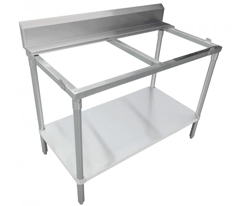 Omcan Solid Poly Top Table with Backsplash