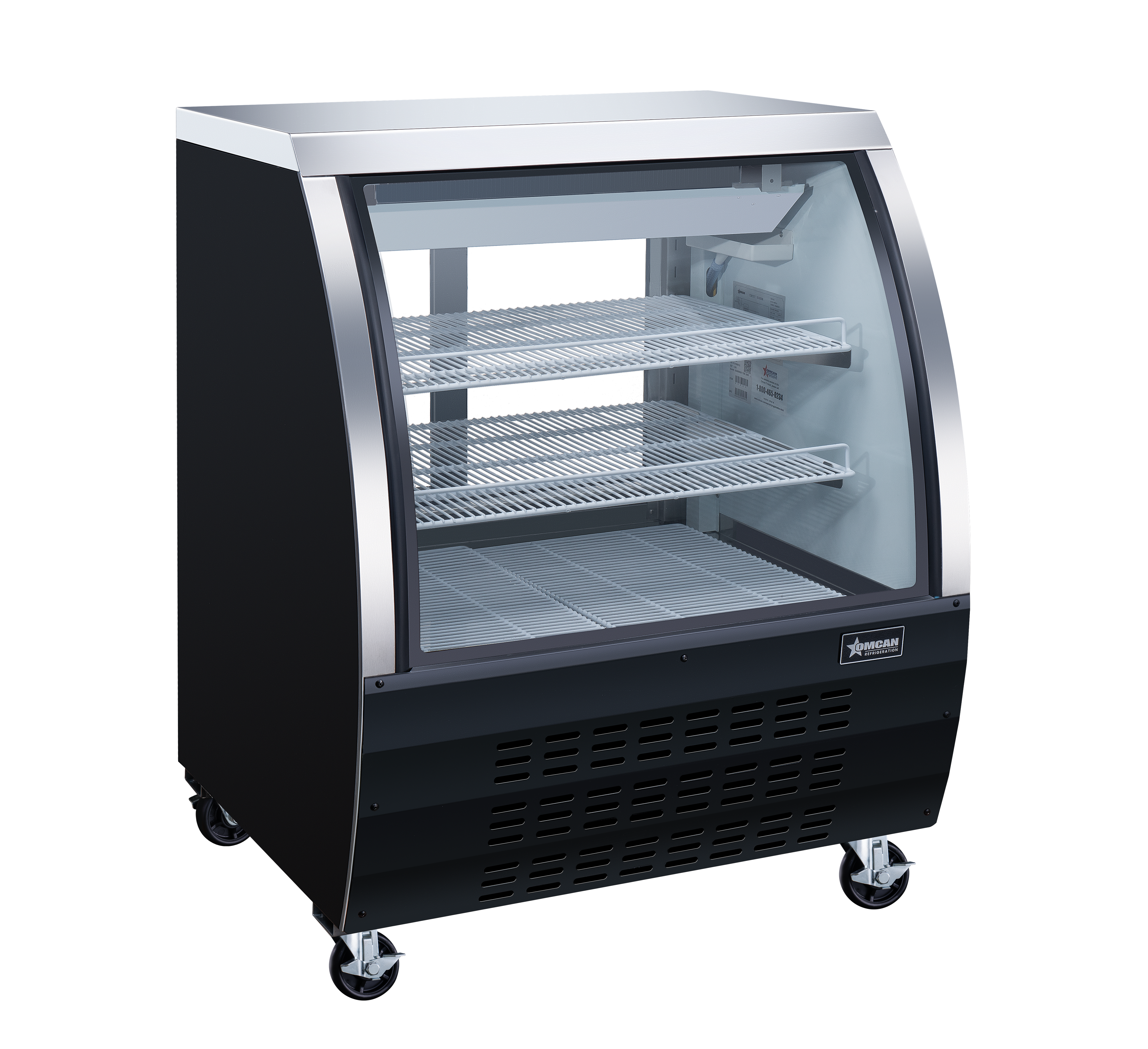 Omcan Two (2) Shelf Floor Refrigerated Showcase, . ( ), Black