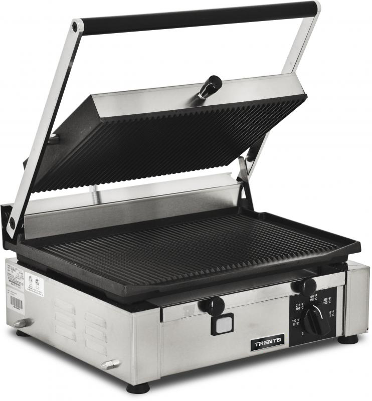 Trento Single Panini Grill with Top and Bottom Grooved Grill Surface