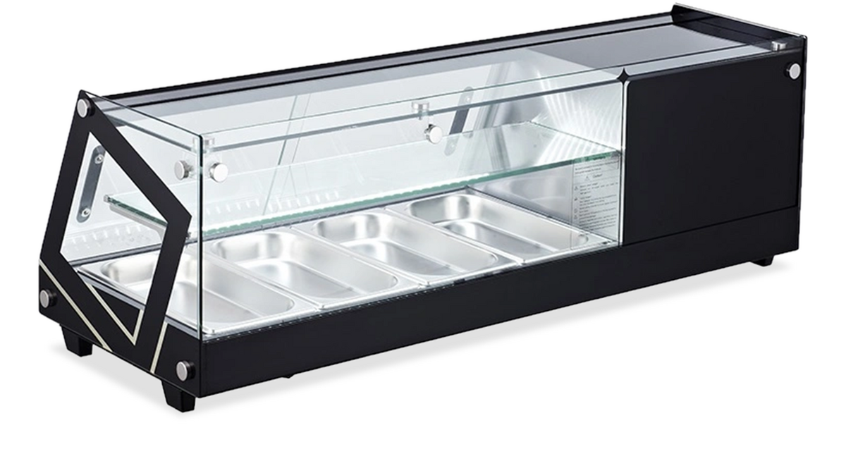Omcan Refrigerated Sushi Showcase with Flat Glass, . ( ), Black