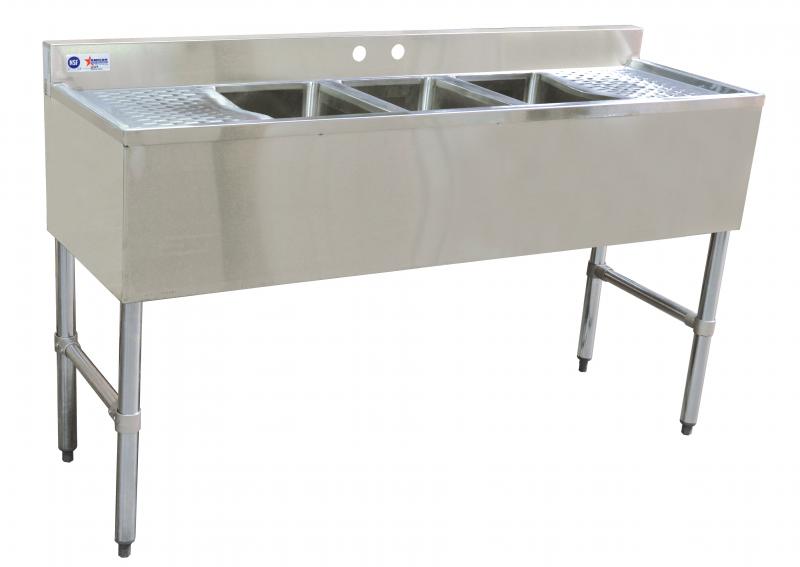 Omcan 3 Compartment Underbar Sink with Left and Right Drainboards