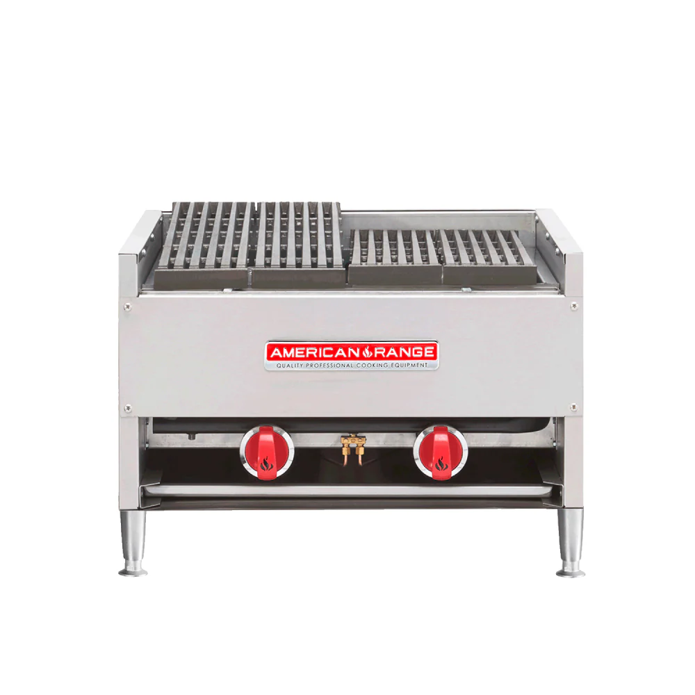 American Range AECB‐34 36" Natural Gas Countertop Char-Rock Charbroiler - 105,000 BTU
