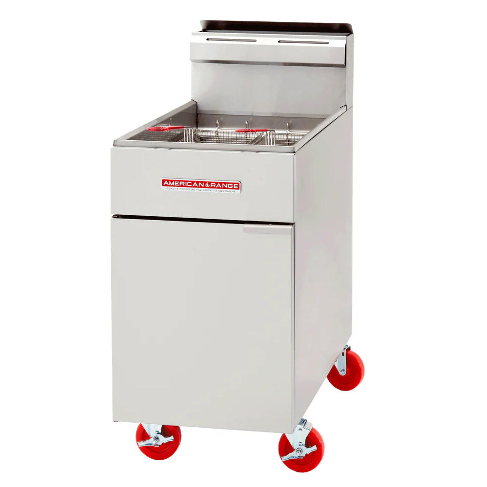 American Range AF-75 75 Lbs. Natural Gas Commercial Floor Deep Fryer - 160,000 BTU