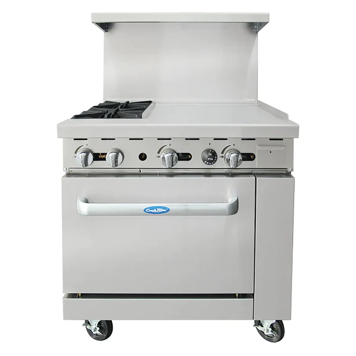 Atosa AGR-2B24GR Natural Gas/Propane 2 Burners with 24" Griddle Stove Top Range