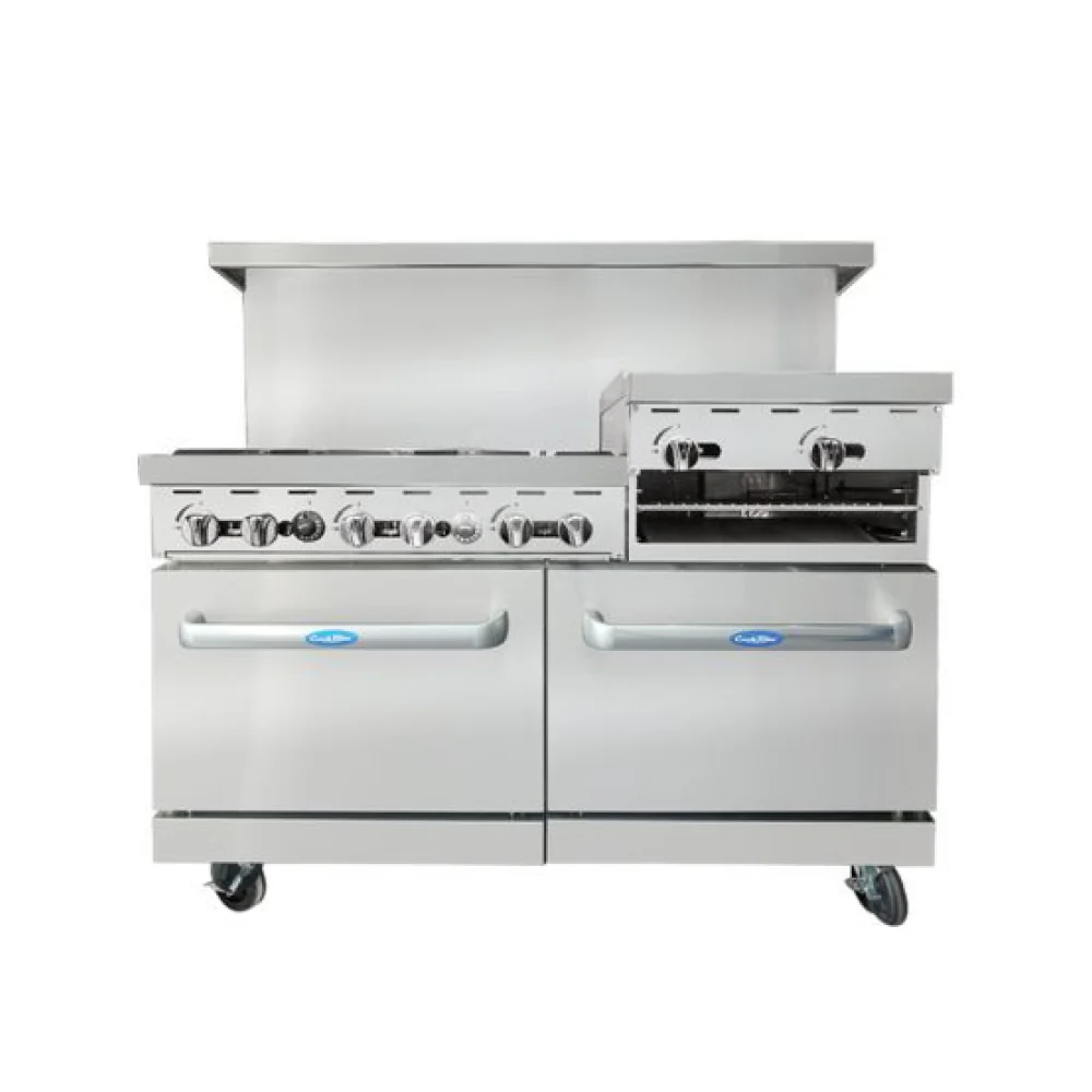 Atosa AGR-6B-24RGB 60" 6-Burner Range with 24" Raised Griddle / Broiler Top - 324,000 BTU