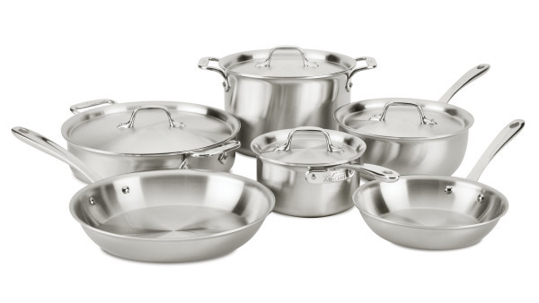 All-Clad - 10 Pc Brushed Curated Stainless Steel Cookware Set