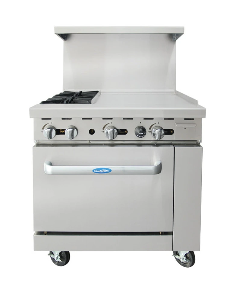 Atosa - 36" Liquid Propane Range w/ Open Burners & Right Griddle - AGR-2B24GR-LP