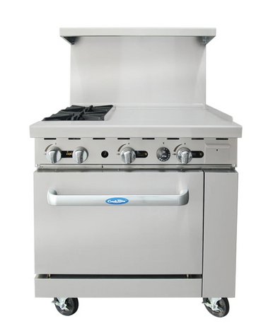 Atosa - 36" Natural Gas Range w/ Open Burners & Right Griddle - AGR-2B24GRNG Atosa - 36" Natural Gas Range w/ Open Burners & Right Griddle - AGR-2B24GRNG - Image 2
