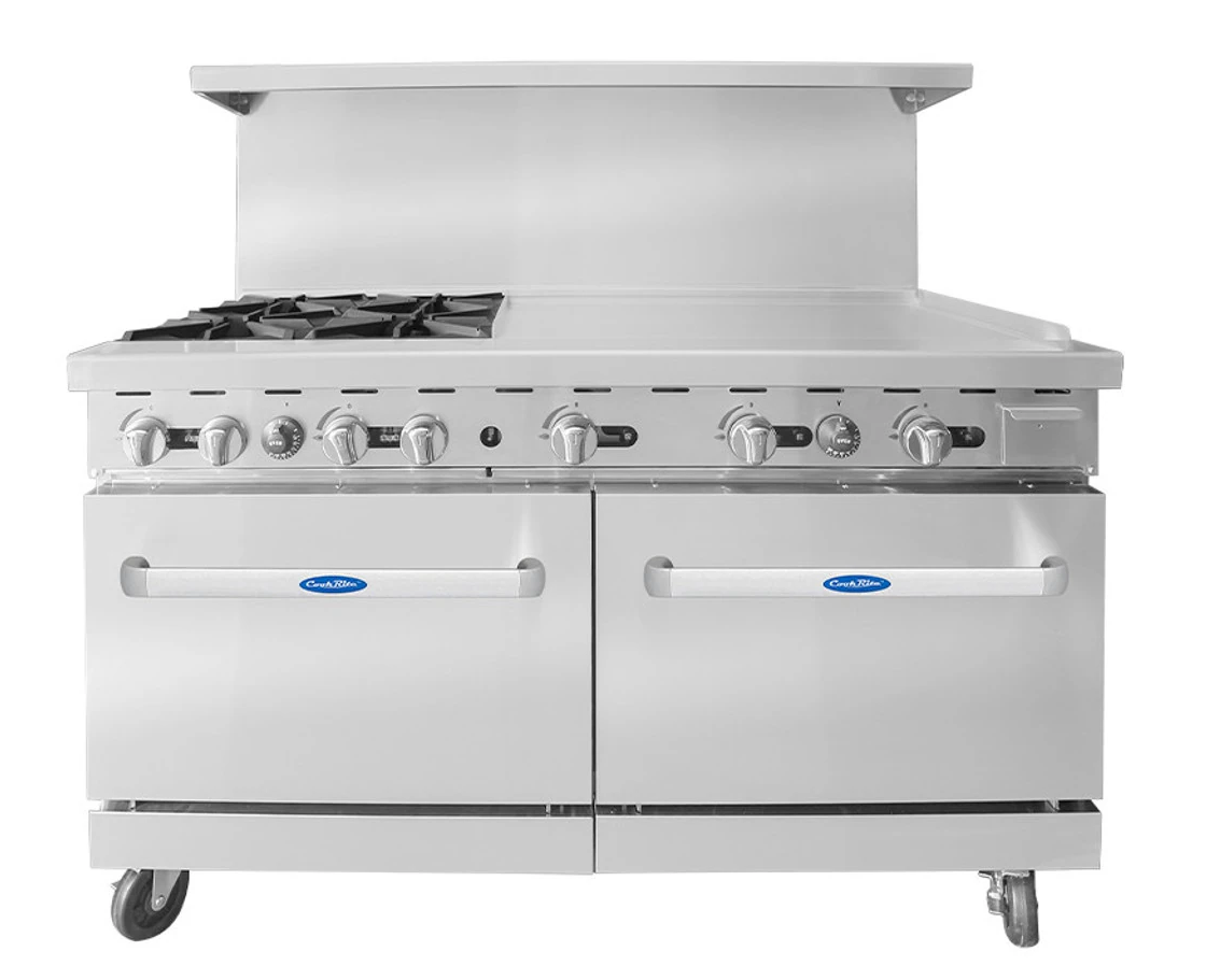Atosa - 60" Liquid Propane Range w/ Open Burners & Right Griddle - AGR-4B36GR-LP