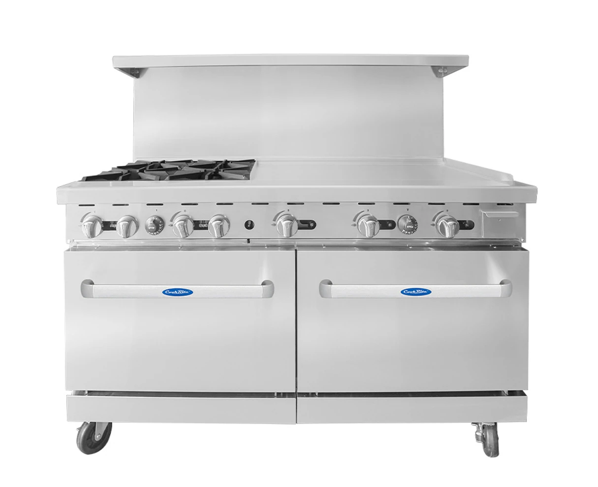 Atosa - 60" Natural Gas Range w/ Open Burners & Right Griddle - AGR-4B36GR-NG