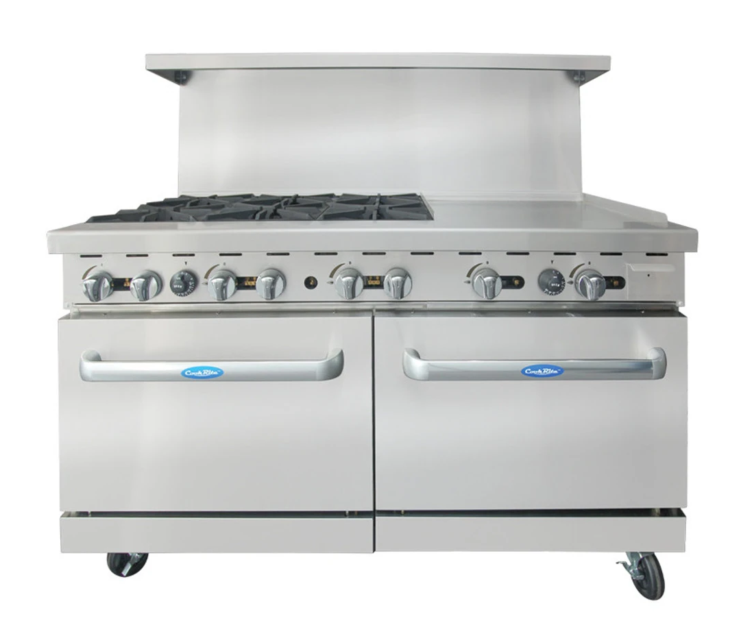 Atosa - 60" Liquid Propane Range w/ Open Burners & Right Griddle - AGR-6B24GR-LP