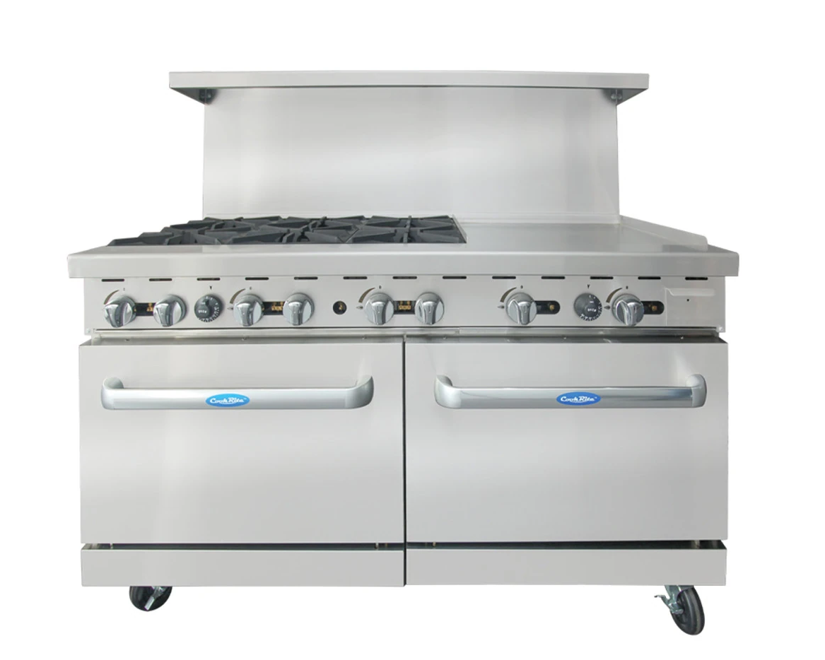 Atosa - 60" Natural Gas Range w/ Open Burners & Right Griddle - AGR-6B24GR-NG