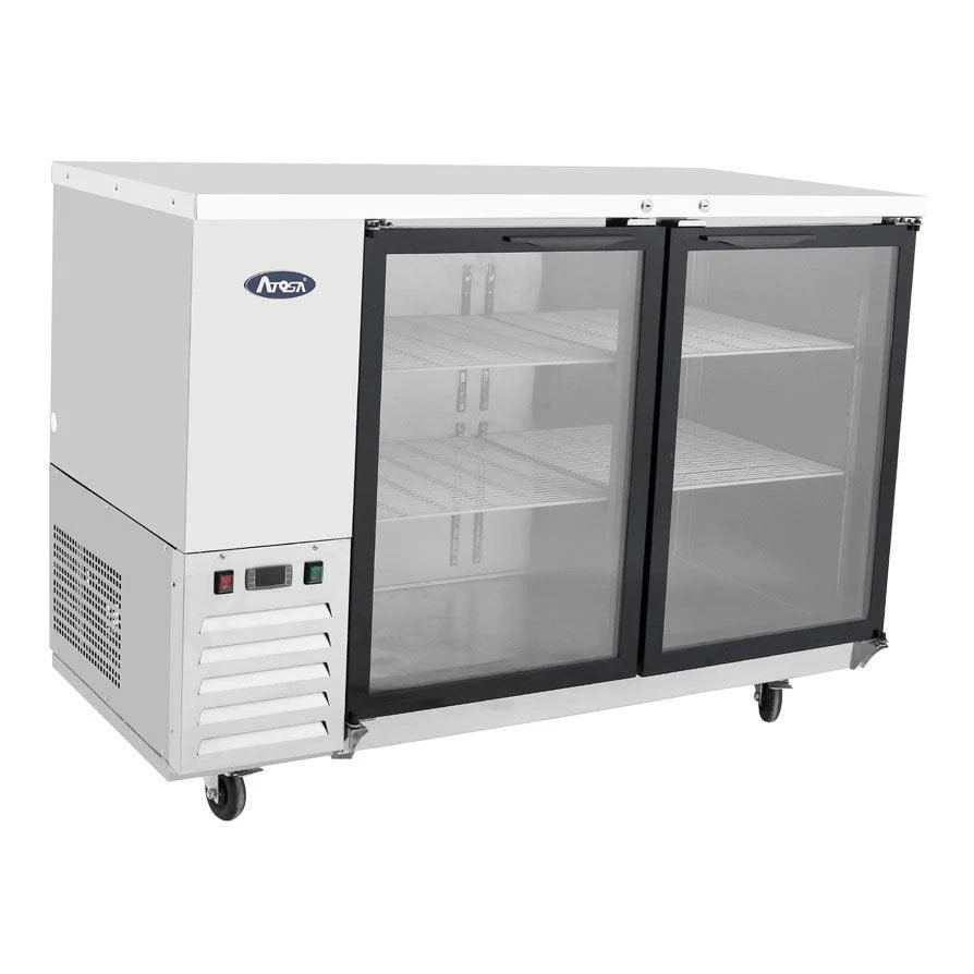 Atosa MBB59GGR 58" Glass 2-Door Back Bar Cooler - 17.3 Cu. Ft.